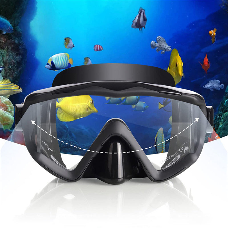 Tempered Glass Diving Goggles UV Shield Adjustable Silicone Strap Comfort Fit