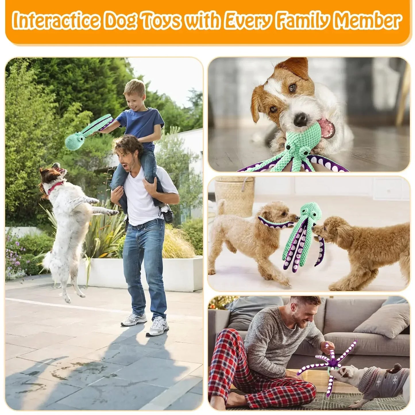 Interactive Pet Dog Octopus Toy Teeth Cleaner Puzzle Durable Rubber Play Fetch