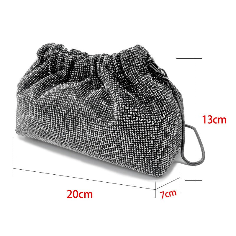 Crystal Diamond Cross Shoulder Dress Drawstring Bag Handbag 16 Colours