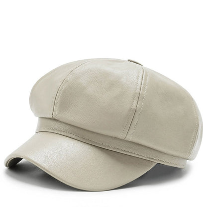 Faux Leather Hat Unisex Baker Boy Cap Newsboy Gatsby Cabbie Fashion Accessory