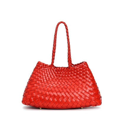 Women's Handmade Woven Leather Shoulder Tote Vintage Style Large Capacity Bag