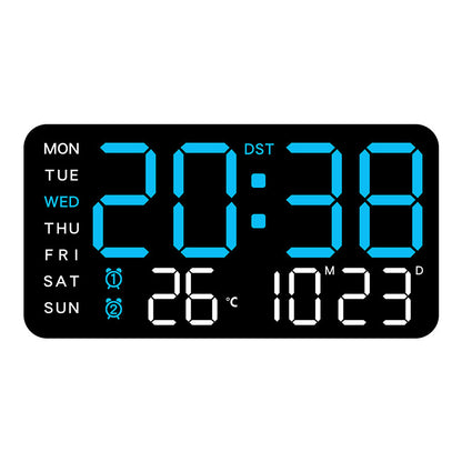 LED Digital Wall Clock with Temperature Indicator USB/Battery Powered Office Use