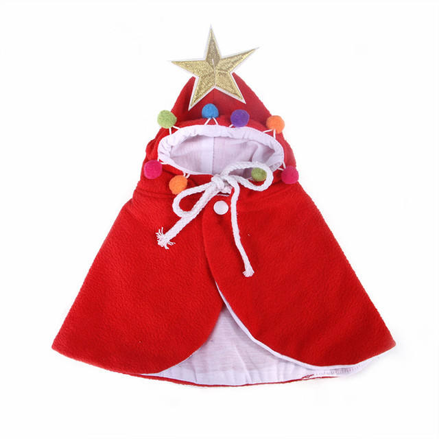 Christmas Pet Cloak with Hood, Fleece Cape for Cats & Small Dogs, Festive Costume