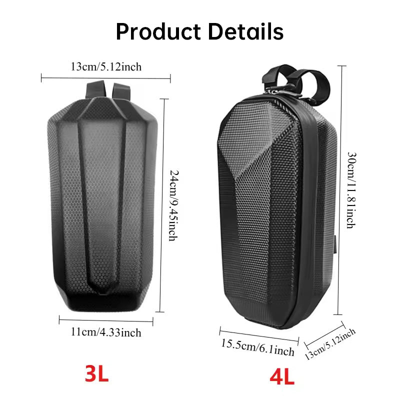 Waterproof Electric Scooter Front Storage Bag 3L 4L Hard-Shell Bike Accessory
