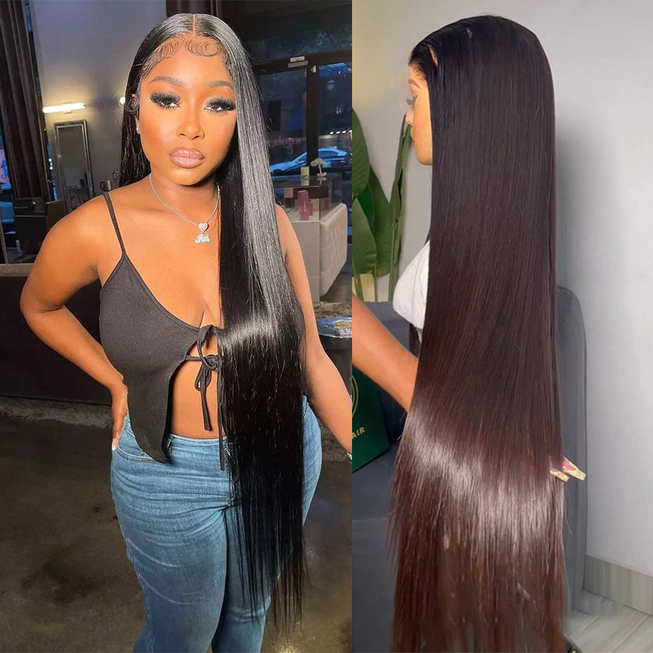 Straight Human Hair Wig Scalp Imitation Top Machine Crafted Lifelike Appearance