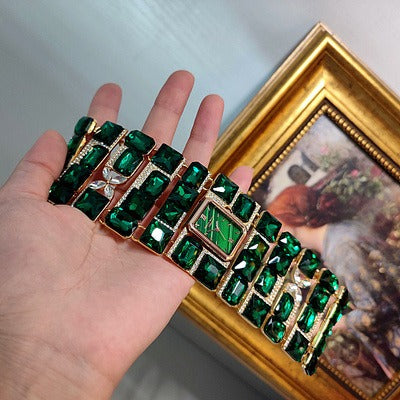 Ladies Zircon Gemstone Bracelet Watch Vintage 18cm Wrist Timekeeper Elegance
