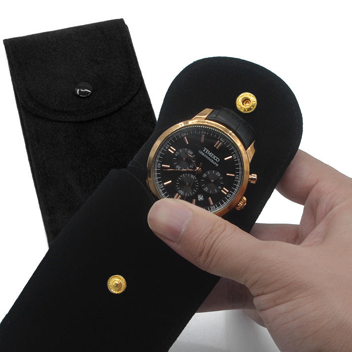 Velvet Snap Button Watch Pouch Thickened Mechanical Case Scratch Resistant Bag