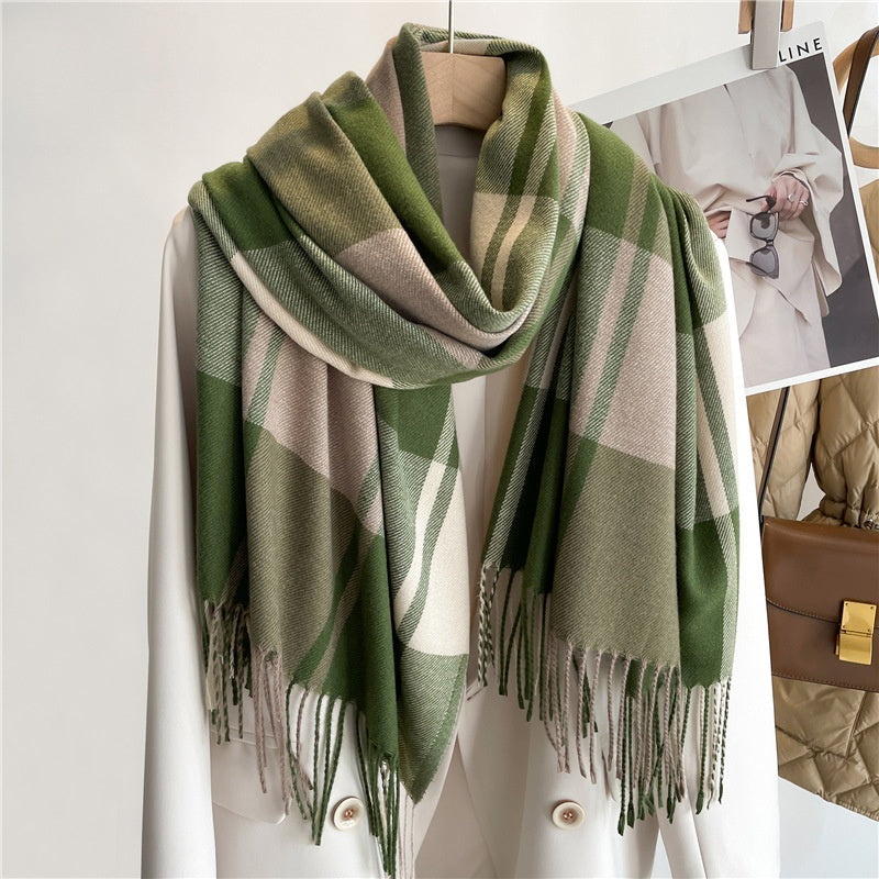 Unisex Polyester Knit Checkered Scarf Essential Winter Fashion Neck Accessory