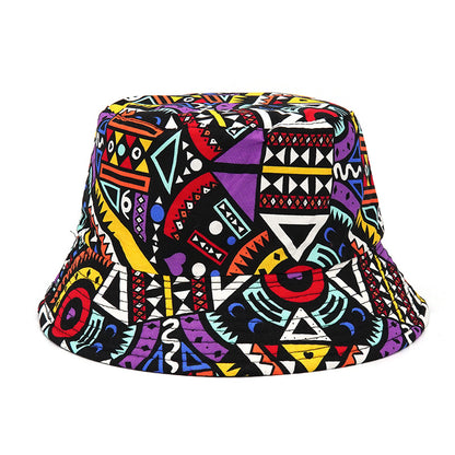 Unisex Fisherman Bucket Hat with Geometric Ethnic Print for UV Sun Protection
