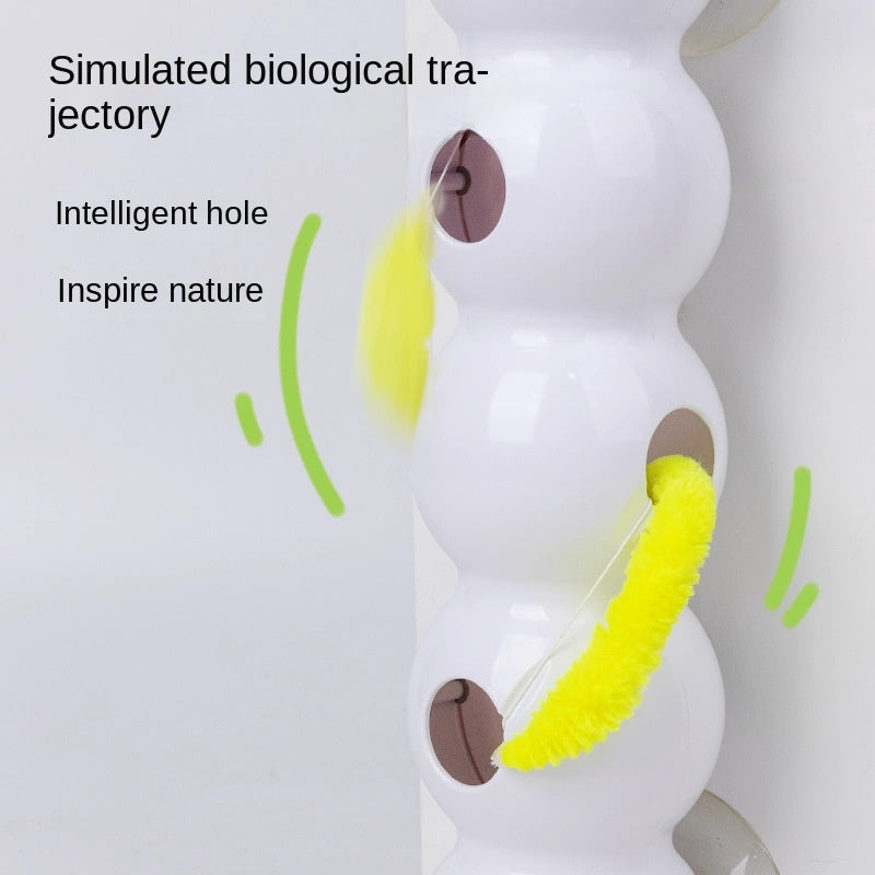 Interactive Smart Caterpillar Cat Toy Suction Grip Lively Feather Tail Motion