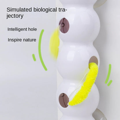 Interactive Smart Caterpillar Cat Toy Suction Grip Lively Feather Tail Motion