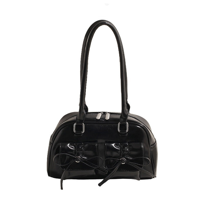 Women's Elegant Leather Handbag Bow Design Versatile Shoulder Bag Women