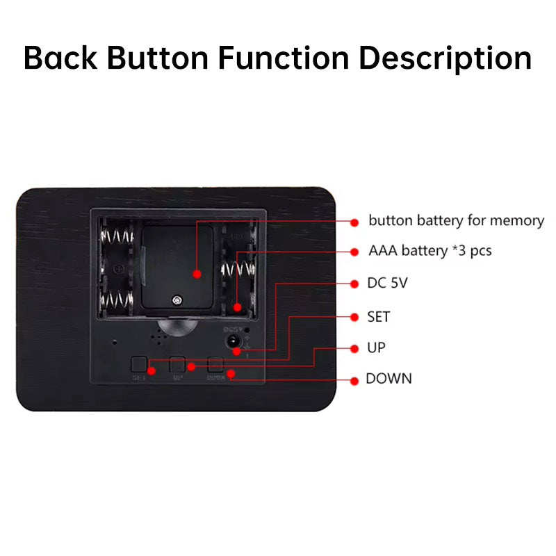 Voice-Controlled Wooden LED Desk Clock USB Battery Date Temperature Features