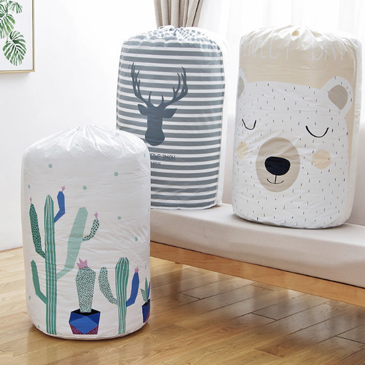 Large Cylindrical Quilt Storage Bag Drawstring Peva 43cm 82cm Printed Designs