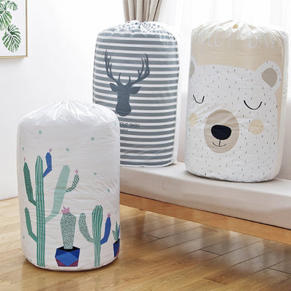 Large Cylindrical Quilt Storage Bag Drawstring Peva 43cm 82cm Printed Designs