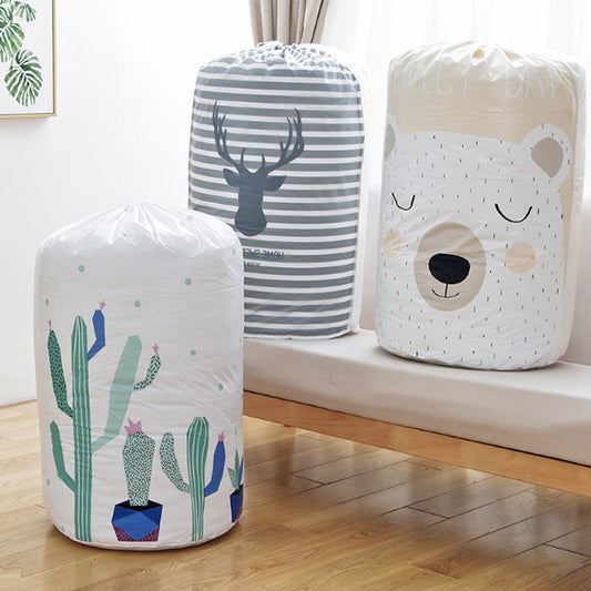 Large Cylindrical Quilt Storage Bag Drawstring Peva 43cm 82cm Printed Designs