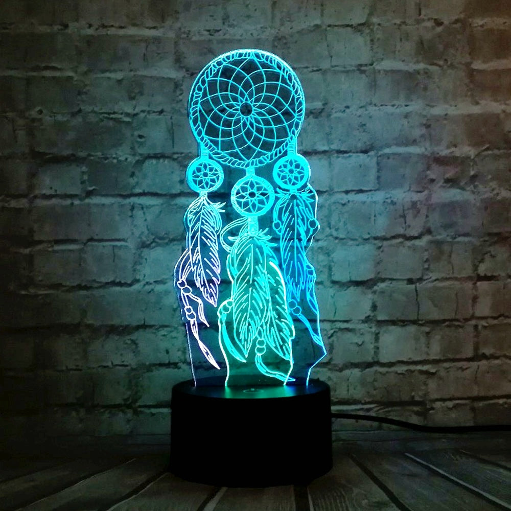 Dream Catcher 3D LED Night Light Colour Changing Touch Lamp Bedroom Desk Decor