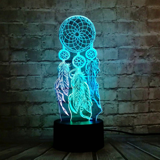 Dream Catcher 3D LED Night Light Colour Changing Touch Lamp Bedroom Desk Decor
