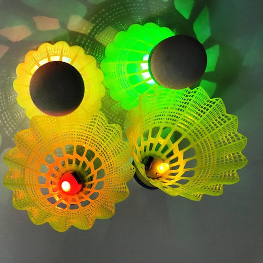 LED Illuminated Badminton Shuttlecocks Pack 4 Night Sports Visibility Enhanced