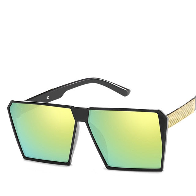Unisex Reflective Oversized Square Sunglasses UV400 Full Coverage Lightweight