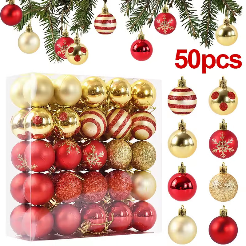 Shatterproof Christmas Tree Ball Ornaments 50 Pack Lightweight Electroplated