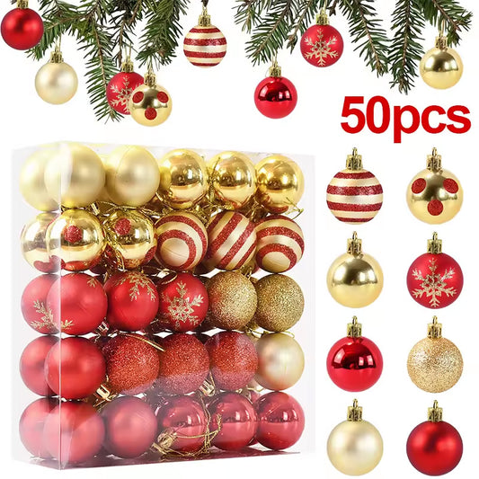 Shatterproof Christmas Tree Ball Ornaments 50 Pack Lightweight Electroplated