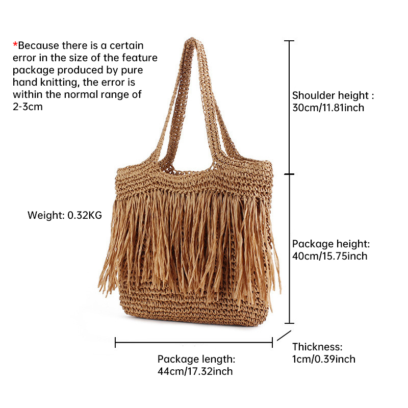 Handwoven Crossbody Tassel Bag Spacious Stylish Versatile Shoulder Purse Lightweight
