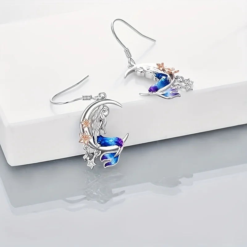 Silver Mermaid Earrings Jewelry Birthday Christmas Gifts for Women Girls