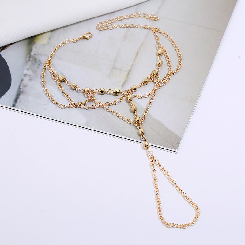 Gold Silver Tone Anklet Beads Beach Foot Jewelry Layered