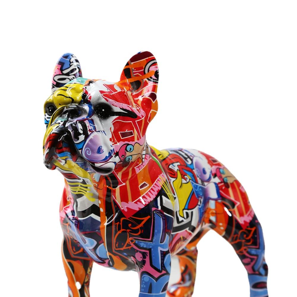 Multi-Colour Bulldog Resin Figurine Modern Desk Ornament Home & Office Decoration