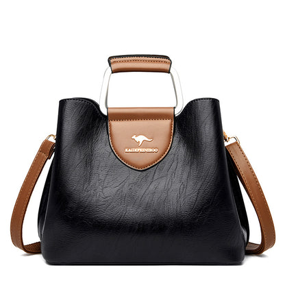 Medium Faux Leather Crossbody Bucket Bag Women Adjustable Shoulder Strap Handbag