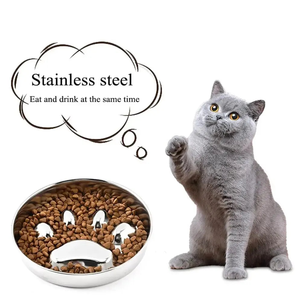 22cm Stainless Steel Slow Feeder Bowl for Dogs & Cats Anti-Choke Non-Slip Design