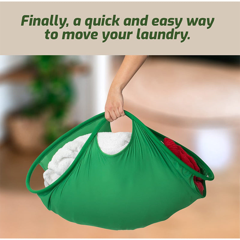 Laundry Hamper Basket Foldable Portable Oval Green Imitation Silk 21in 26in
