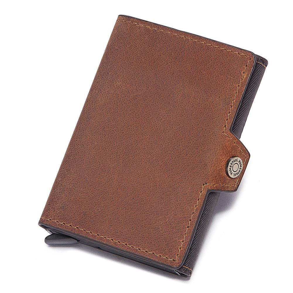 Men's Leather Card Holder Slim RFID Blocking Wallet Multiple Slots Secure Storage