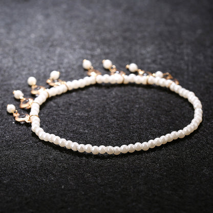 Dainty Simple Pearl Crystal Drop Dangle Anklet Womens Jewellery Jewelry