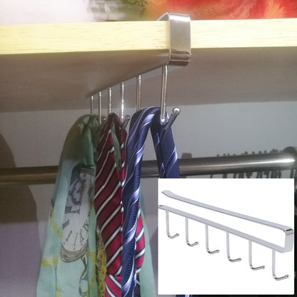 Over Shelf Hanging Rack 6 Hooks Iron Punch Free Install 26x6.5x2.2cm Single