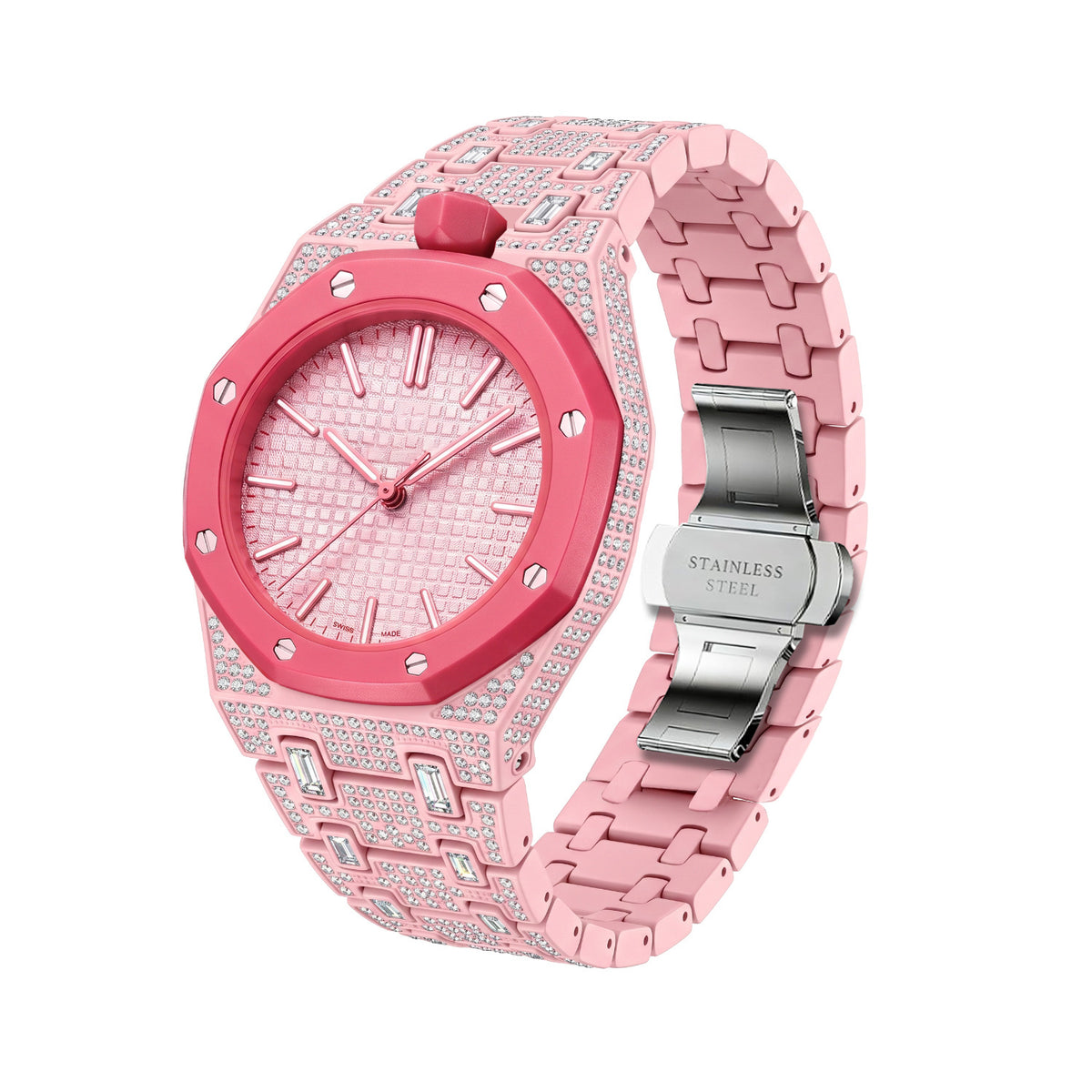 For AP x Swatch Royal Pop Collection Metal Crystal Rhinestone Strap 3 12 Crown