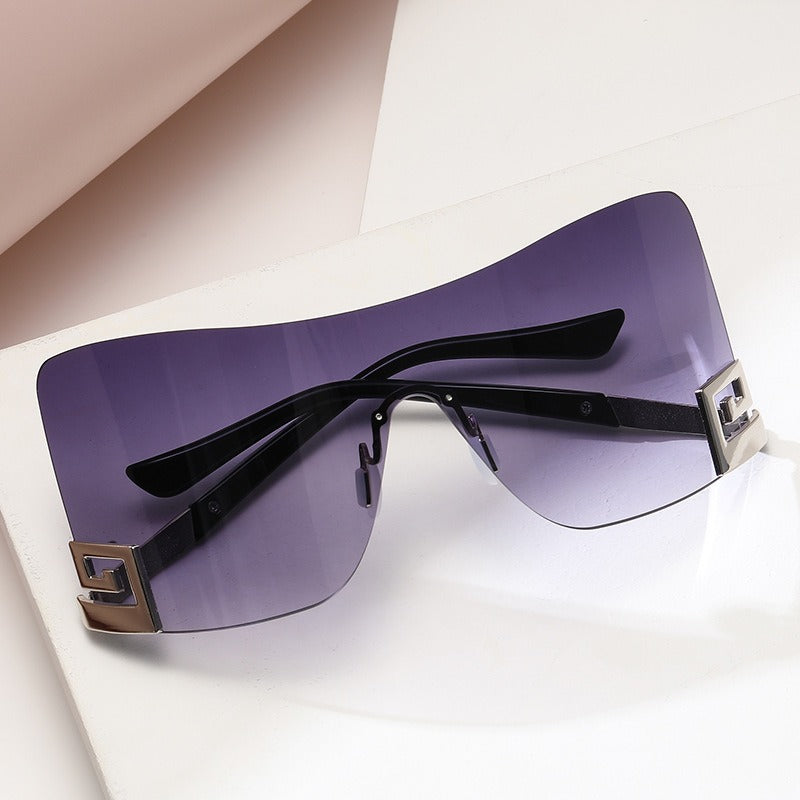 Large Frame Integrated Sunglasses UV400 Metal Arms Durable Unisex Outdoor Use