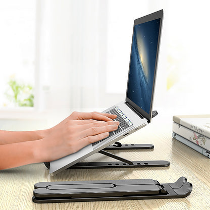 Portable Aluminium Laptop Stand Foldable Height Adjustable Silicone Pads Cooling