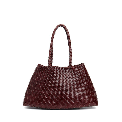 Women's Handmade Woven Leather Shoulder Tote Vintage Style Large Capacity Bag