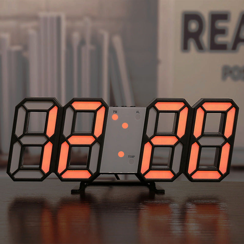 3D LED Digital Alarm Clock USB Charging 12/24 Hour Format Office Bedroom Kitchen