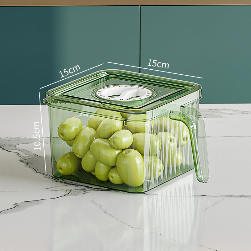 Refrigerator Storage Box Drainable Sealed Stackable Handle Lid Removable Tray