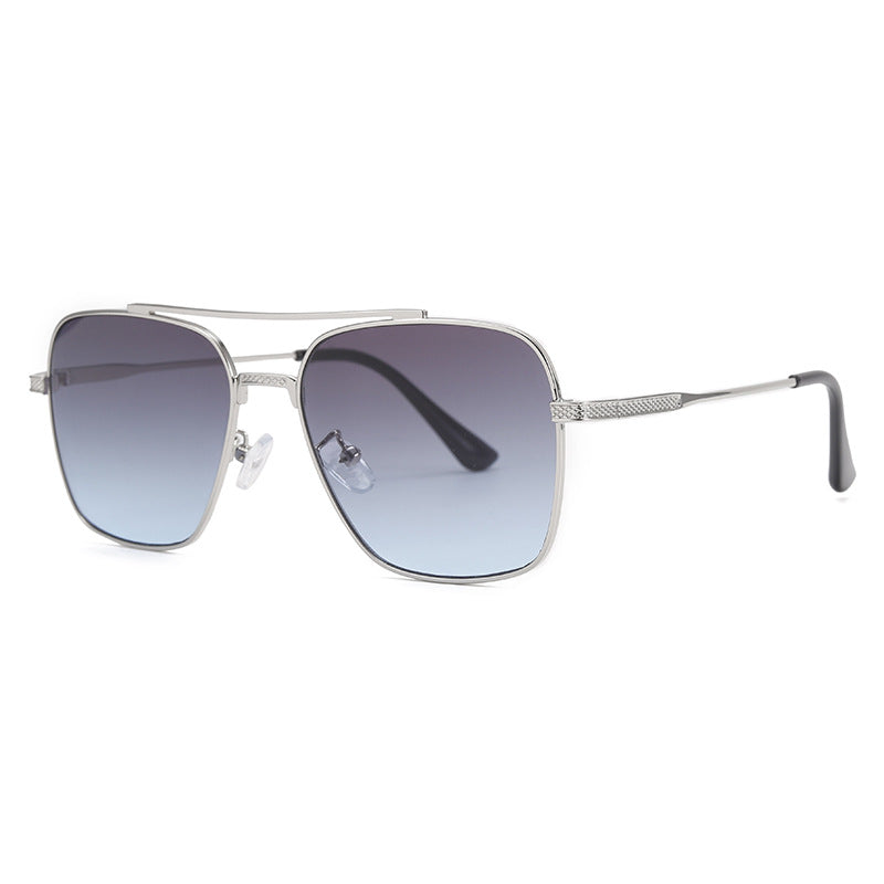 Men's Retro Double Beam Metallic Sunglasses UV400 Full Sun Protection Eyewear