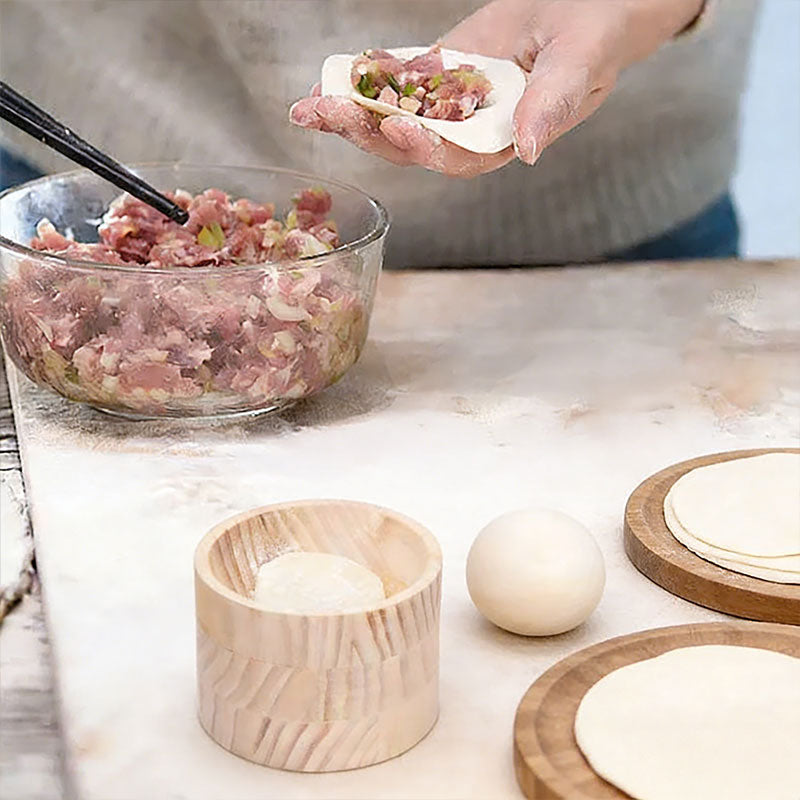 Wooden Dumpling Press Kitchen Gadget Efficient Dough Wrapper Mould Maker Tool