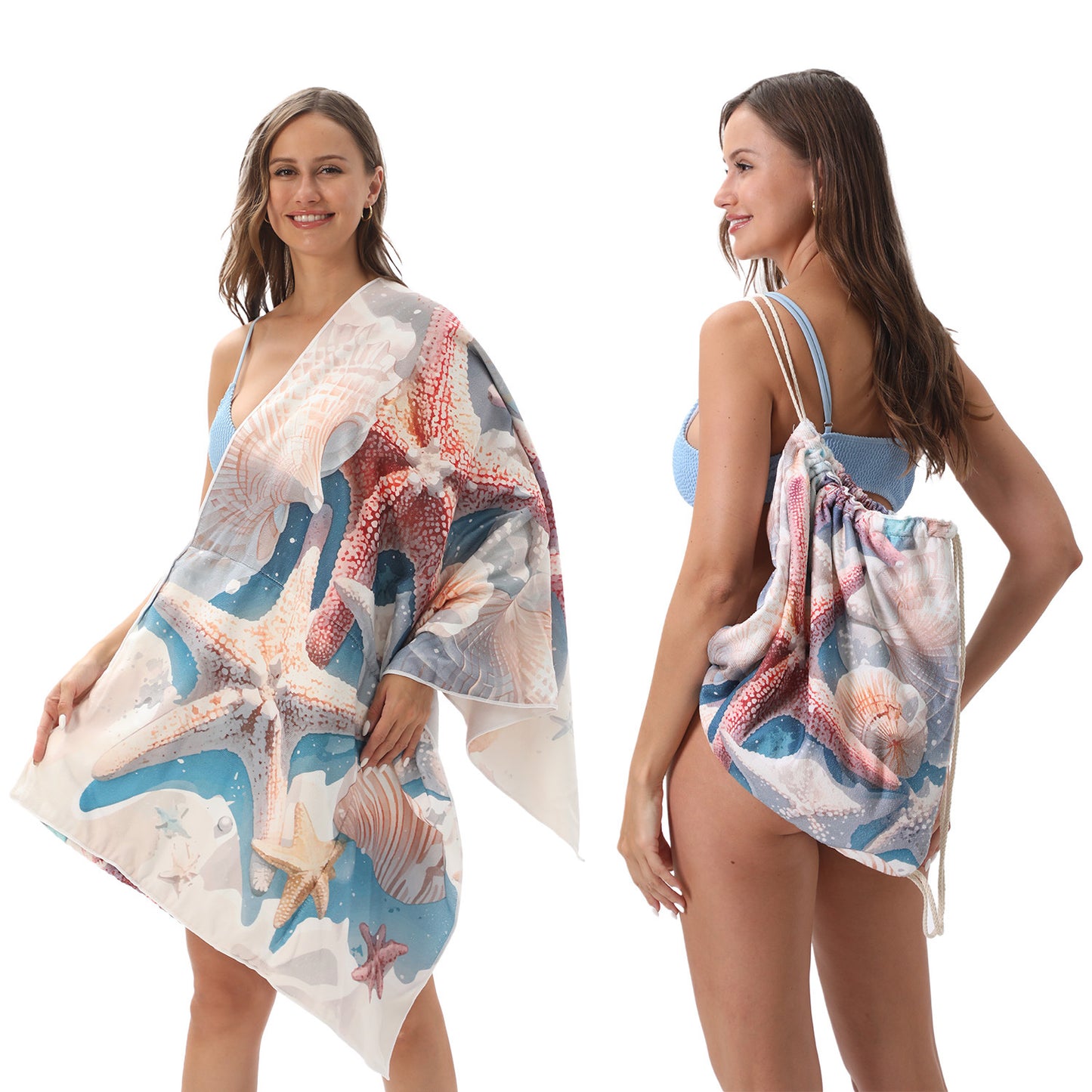 Microfiber Beach Towel Lightweight Quick Drying Pocket 70x140cm Extra Absorbent