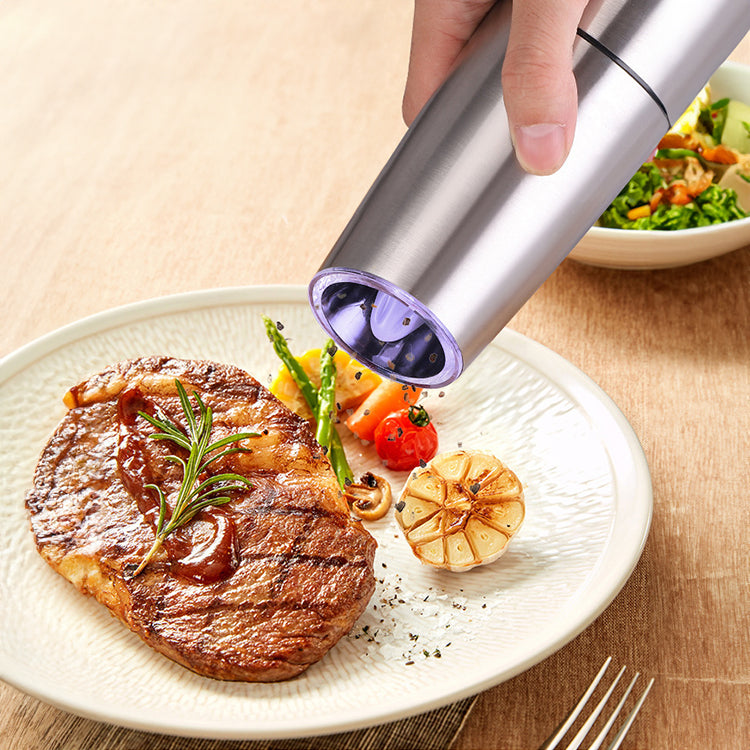 Electric Spice Grinder Automatic Gravity-Operated LED Light Adjustable Coarseness