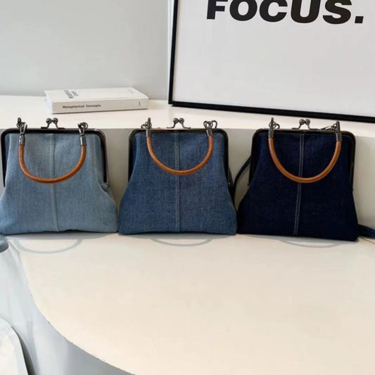 Denim Splicing Handheld Crossbody Bag Compact Shoulder Women's Handbag Stylish