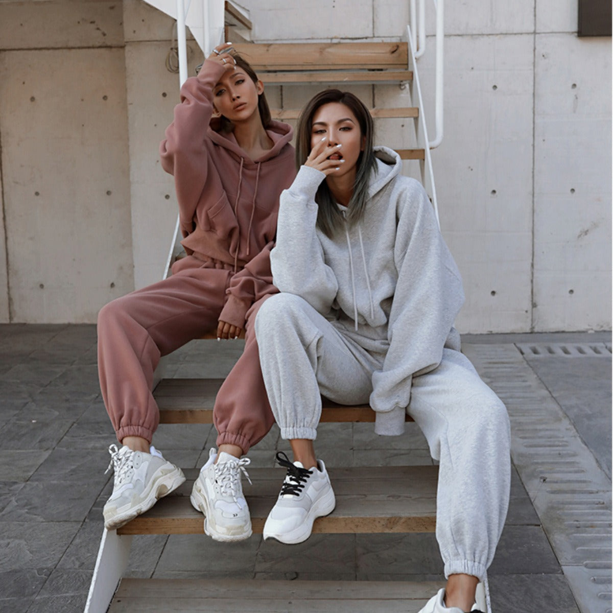 Women's Hooded Sweatshirt Pants Sportswear Set Loungewear Daily Essentials Warm