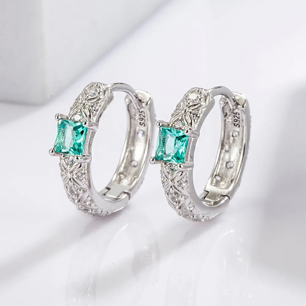 925 Sterling Silver Platinum Plated Hoop Earrings Versatile Women Jewellery