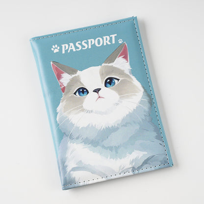 Animal Theme Leather Passport Holder Travel Essential for Cat and Dog Admirers